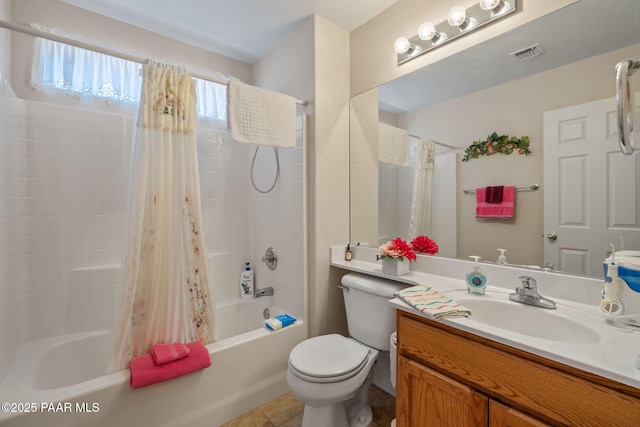 4034 N Sheridan Ln, Prescott Valley, AZ 86314 - full bath with vanity, toilet, shower / bath combo, and tile patterned flooring