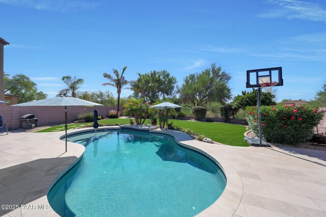 26647 N 43rd St, Cave Creek, AZ 85331 - view of pool with a fenced backyard, a patio, and area for grilling