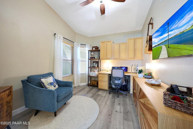 26647 N 43rd St, Cave Creek, AZ 85331 - office space featuring built in study area, light wood finished floors, and a ceiling fan