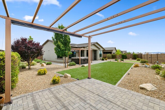 5357 Crescent Edge Dr, Prescott, AZ 86301 - view of yard with a hot tub, a pergola, and a patio area