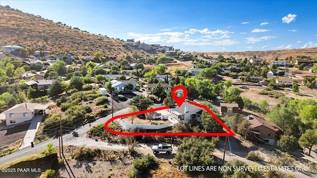 1287 N Lois Dr, Prescott, AZ 86301 - view of property location featuring property boundaries highlighted, nearby suburban area, and a mountain backdrop