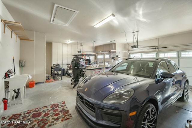 garage with a garage door opener