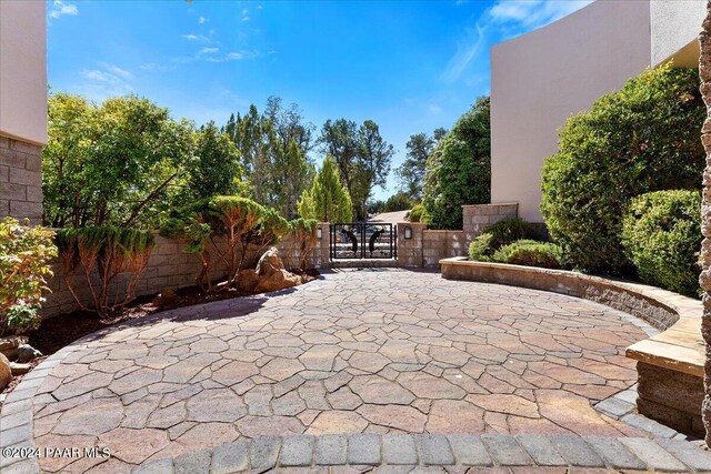 birds eye view of property with a mountain view