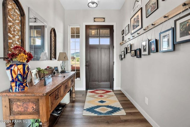 9820 N Echo Ridge Cir, Prescott Valley, AZ 86315 - foyer entrance featuring dark wood finished floors and baseboards