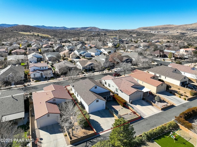 aerial view with a mountain view