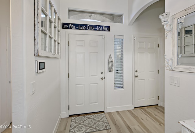 foyer featuring light wood-type flooring