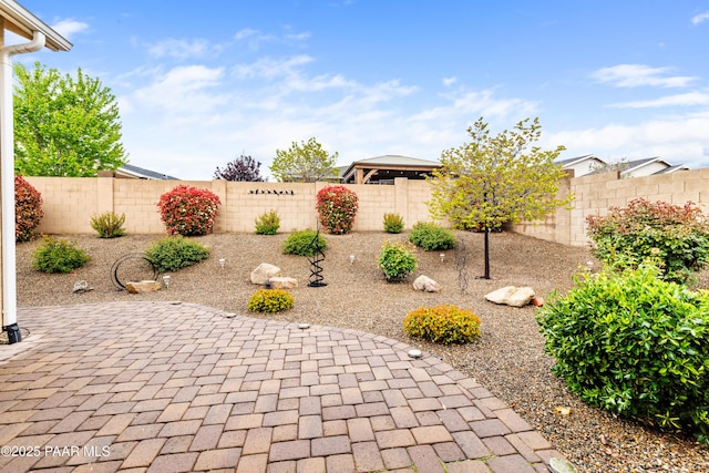 fenced backyard featuring a patio