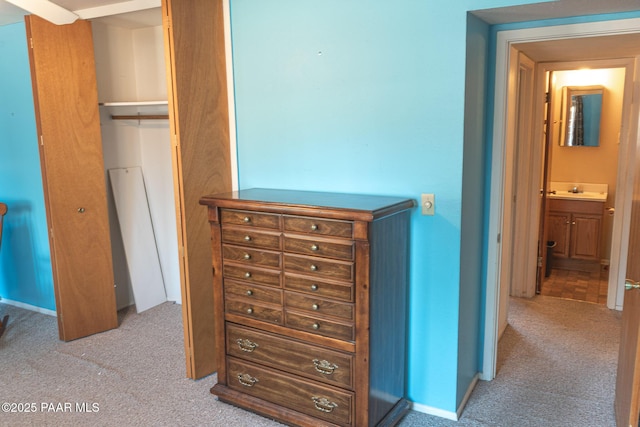 bedroom with a closet and carpet floors