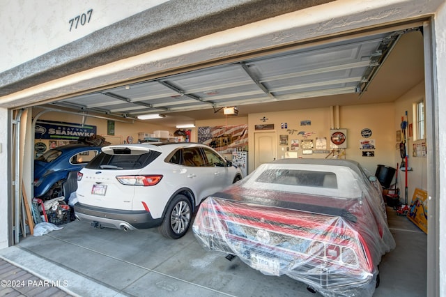 garage with a garage door opener