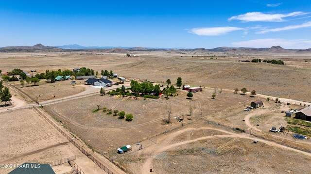 bird's eye view with a mountain view and a rural view