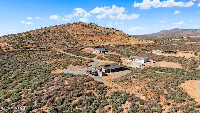 birds eye view of property featuring a mountain view