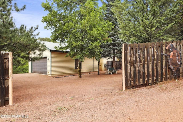 exterior space with an outbuilding