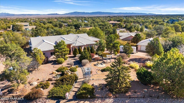 bird's eye view with a mountain view