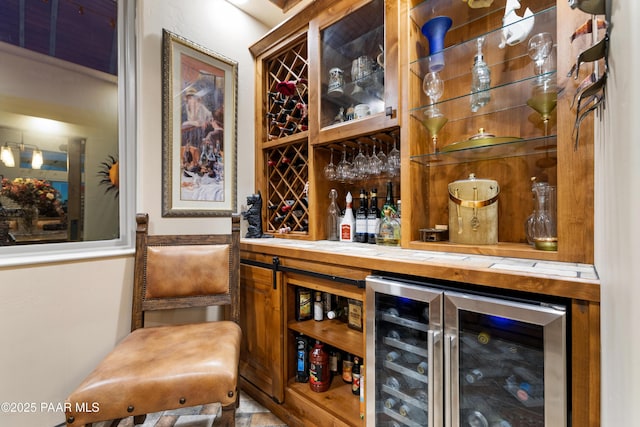 wine area with bar area and wine cooler