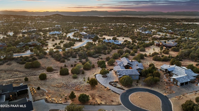 view of aerial view at dusk