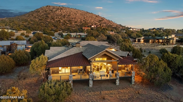 exterior space featuring a mountain view