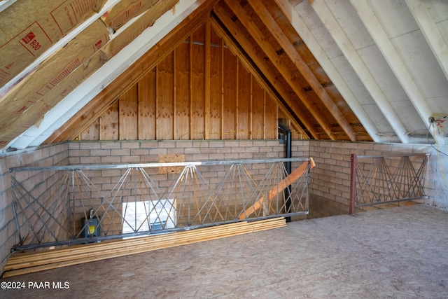 view of unfinished attic