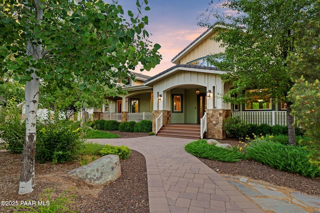 2469 W Post Oak Dr, Prescott, AZ 86305 - craftsman house with board and batten siding, covered porch, and stone siding