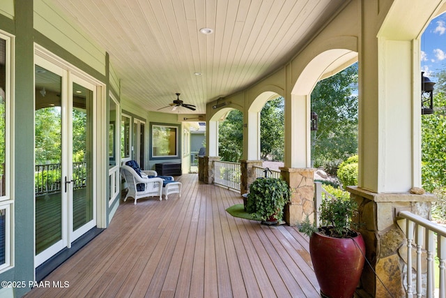 2469 W Post Oak Dr, Prescott, AZ 86305 - porch with french doors and a ceiling fan