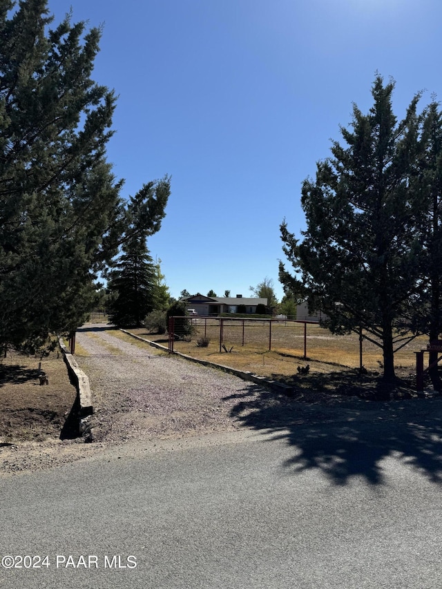 view of road with a rural view