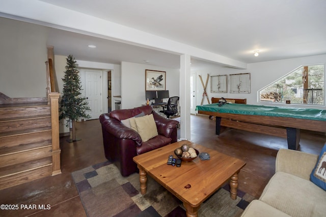 1101 S Milton Ave, Prescott, AZ 86303 - game room featuring finished concrete flooring, pool table, and recessed lighting