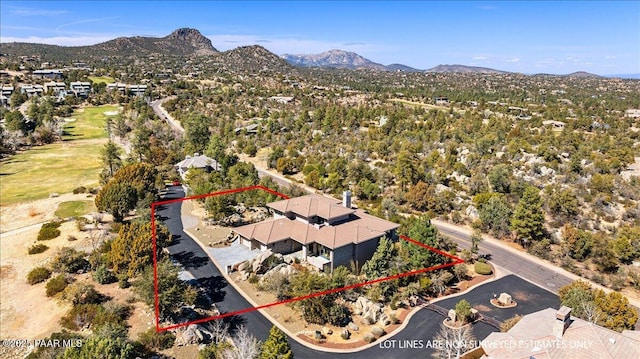 aerial view featuring a mountain view