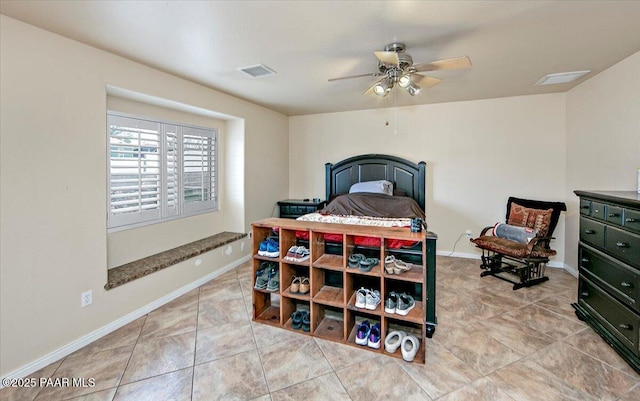 2770 Azurite St, Dewey-Humboldt, AZ 86327 - bedroom featuring baseboards, tile patterned flooring, and ceiling fan