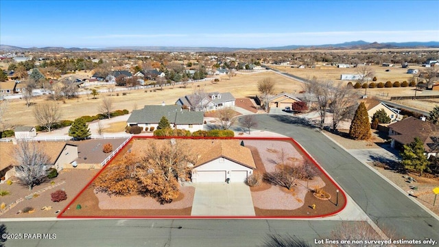bird's eye view featuring a mountain view