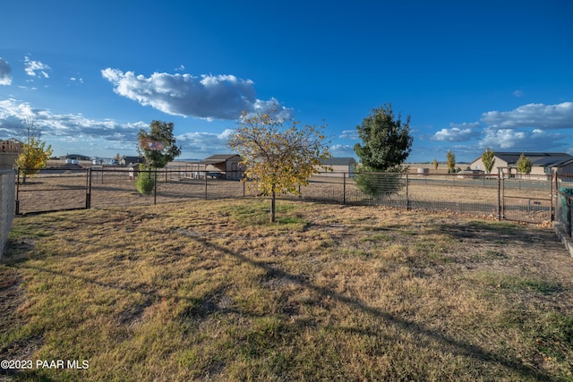 view of yard with a rural view