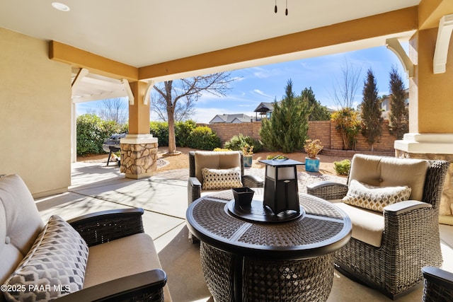 view of patio featuring an outdoor hangout area