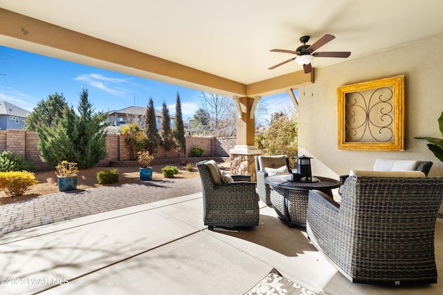 view of patio / terrace with ceiling fan