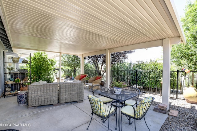 view of patio featuring an outdoor hangout area