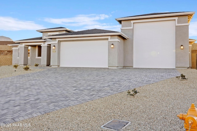 prairie-style house with a garage