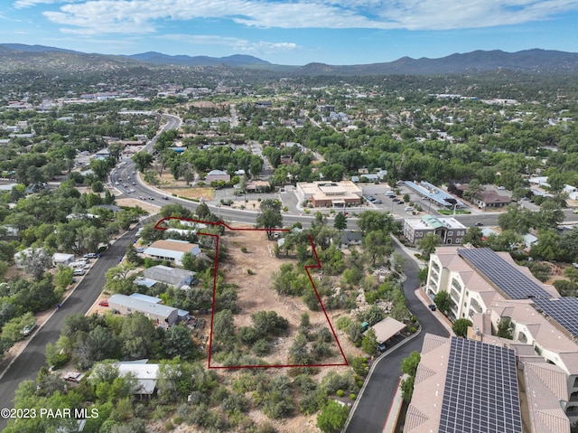 aerial view with a mountain view