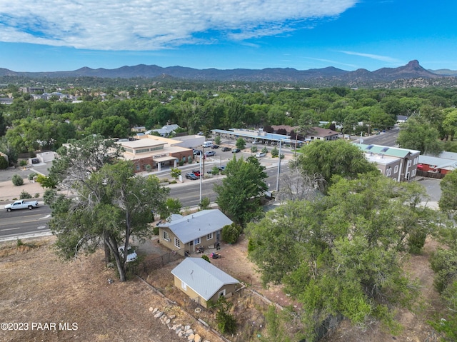 bird's eye view with a mountain view