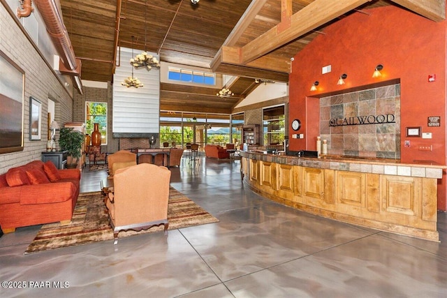 13014 E Vega St, Dewey-Humboldt, AZ 86327 - reception area with a wooden ceiling with exposed beams and high vaulted ceiling
