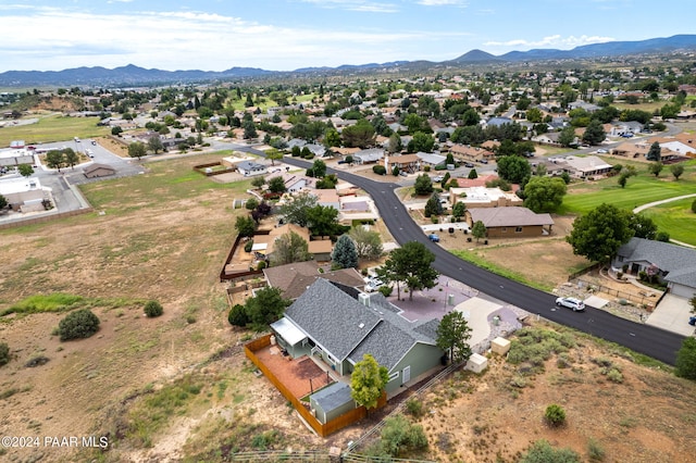 aerial view with a mountain view and a residential view