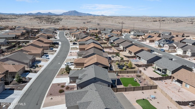 bird's eye view featuring a mountain view and a residential view