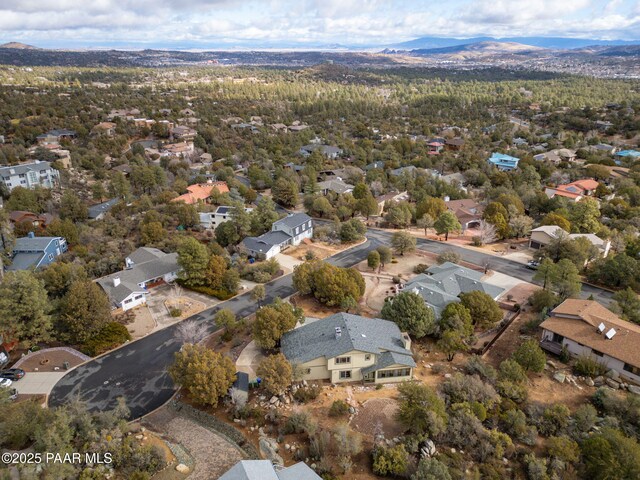 aerial view with a mountain view