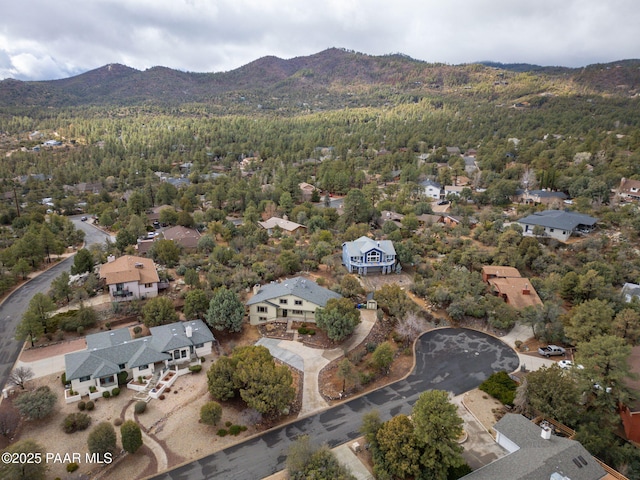 birds eye view of property featuring a mountain view