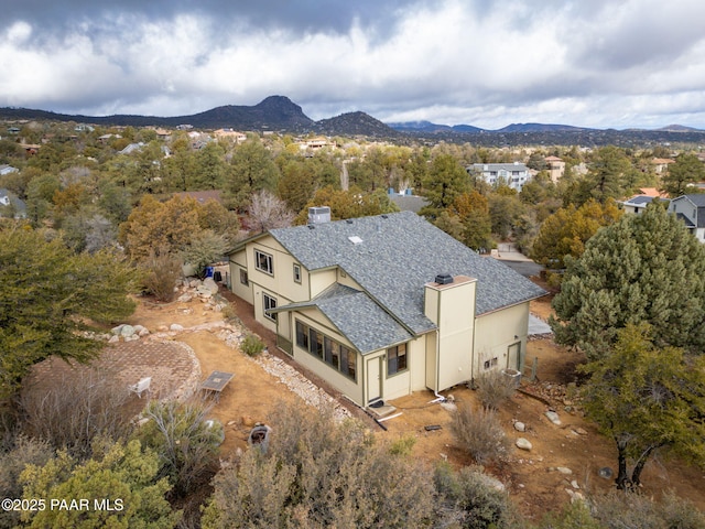 drone / aerial view with a mountain view