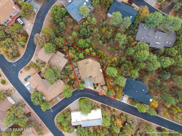 918 Marcus Dr, Prescott, AZ 86303 - aerial view of residential area with property parcel outlined