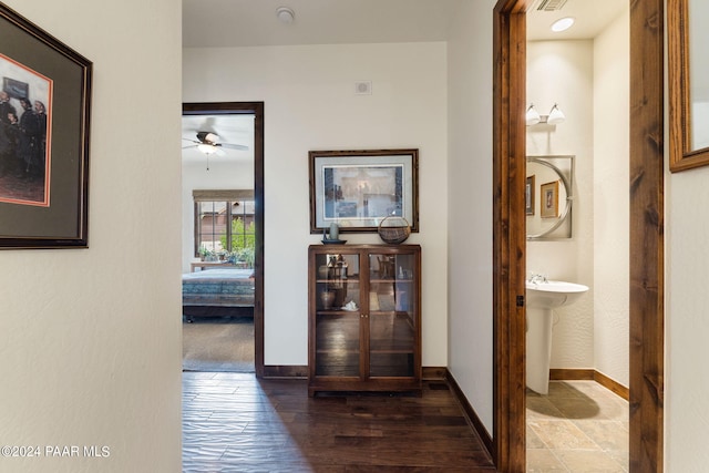 hallway featuring hardwood / wood-style flooring