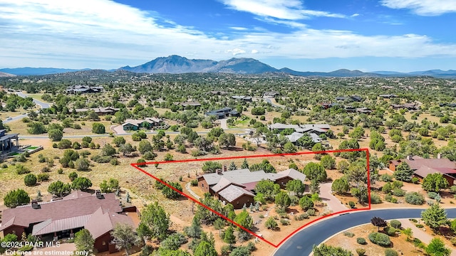 bird's eye view featuring a mountain view