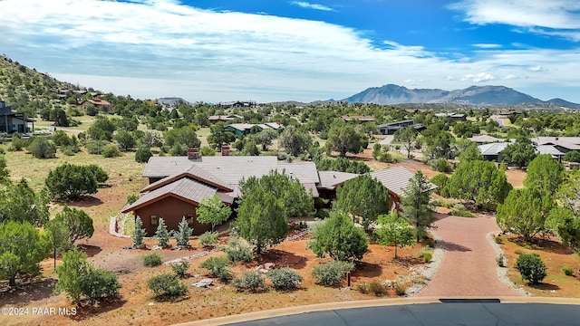 aerial view with a mountain view