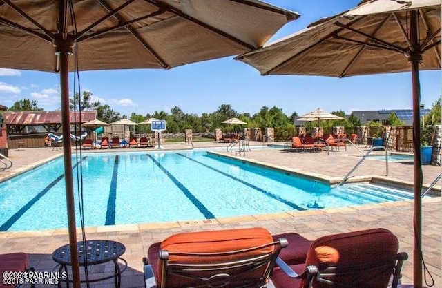 view of pool featuring a patio area