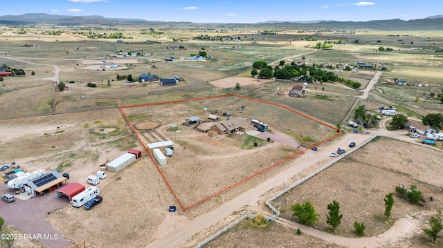 26455 N Bull Snake Rd, Paulden, AZ 86314 - aerial view of sparsely populated area with property boundaries highlighted and a mountain backdrop