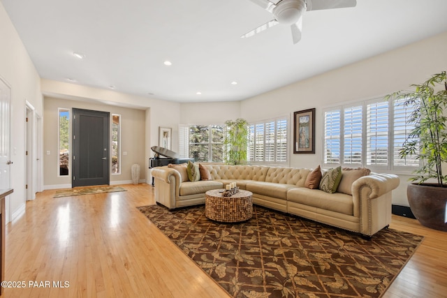 1671 W Catim Way, Prescott, AZ 86305 - living room featuring wood finished floors, ceiling fan, and recessed lighting