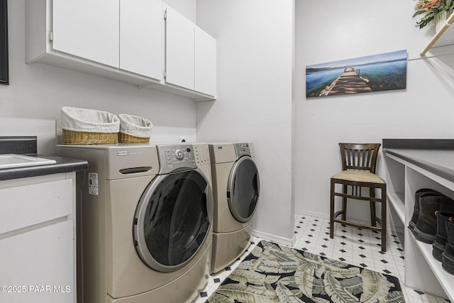 1671 W Catim Way, Prescott, AZ 86305 - laundry room with cabinet space, washer and dryer, and light flooring