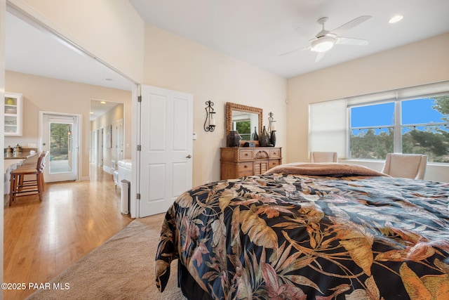 1671 W Catim Way, Prescott, AZ 86305 - bedroom featuring light wood-type flooring, multiple windows, recessed lighting, and a ceiling fan